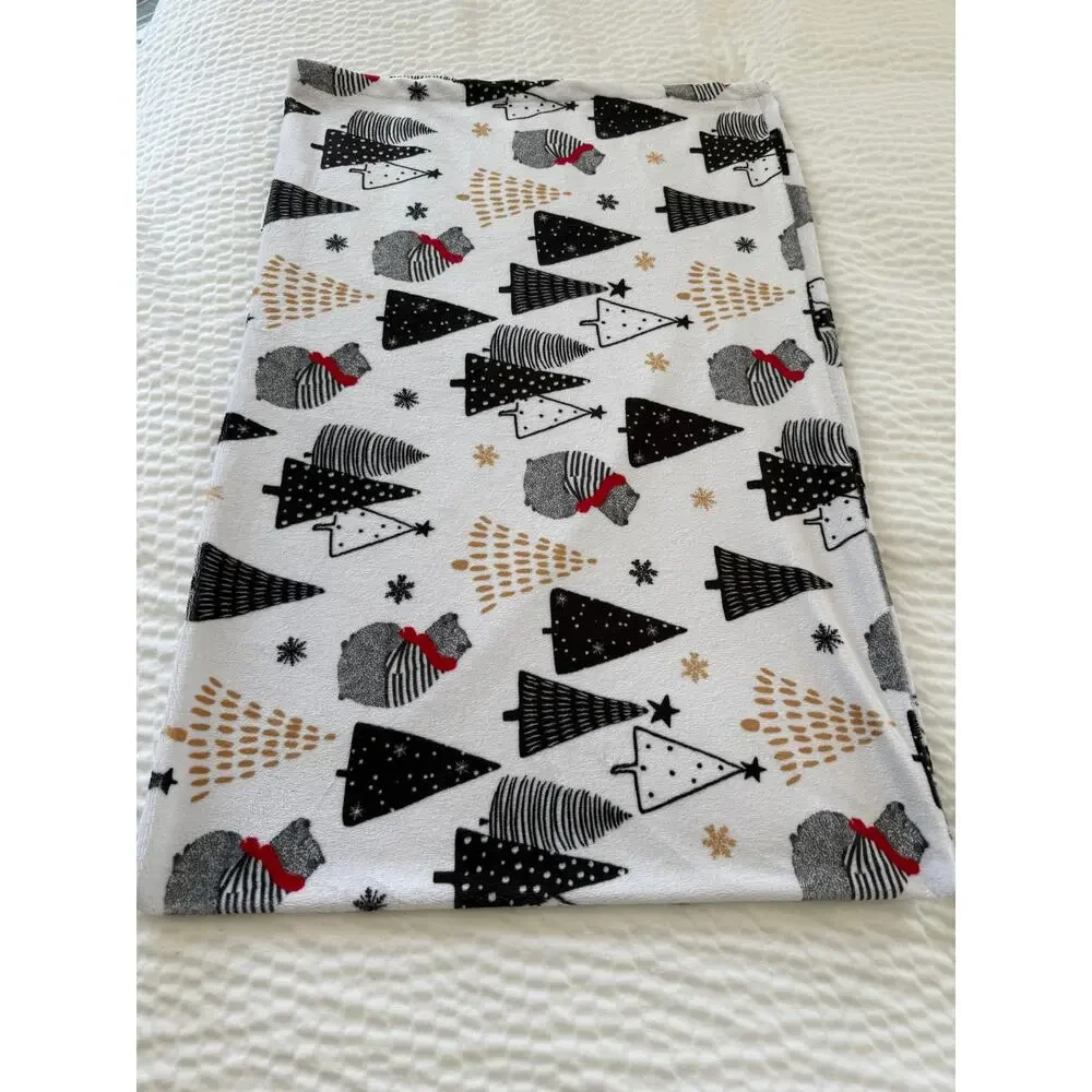 Minky Couture Christmas Minky Standard Pillowcase Tree Bears Plush Holiday 19x30